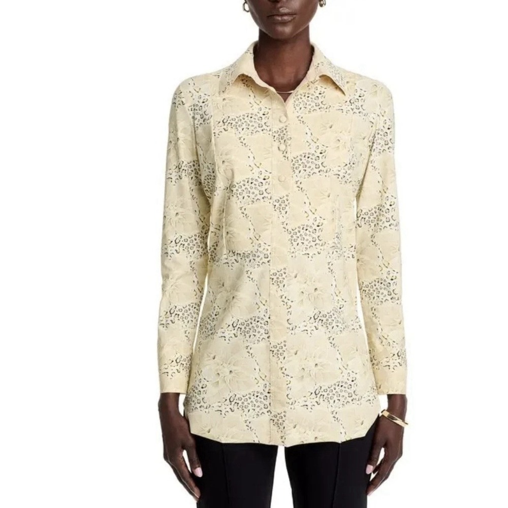 Chiara Boni La Petite Robe Leopard Lotus Printed Top Size 6